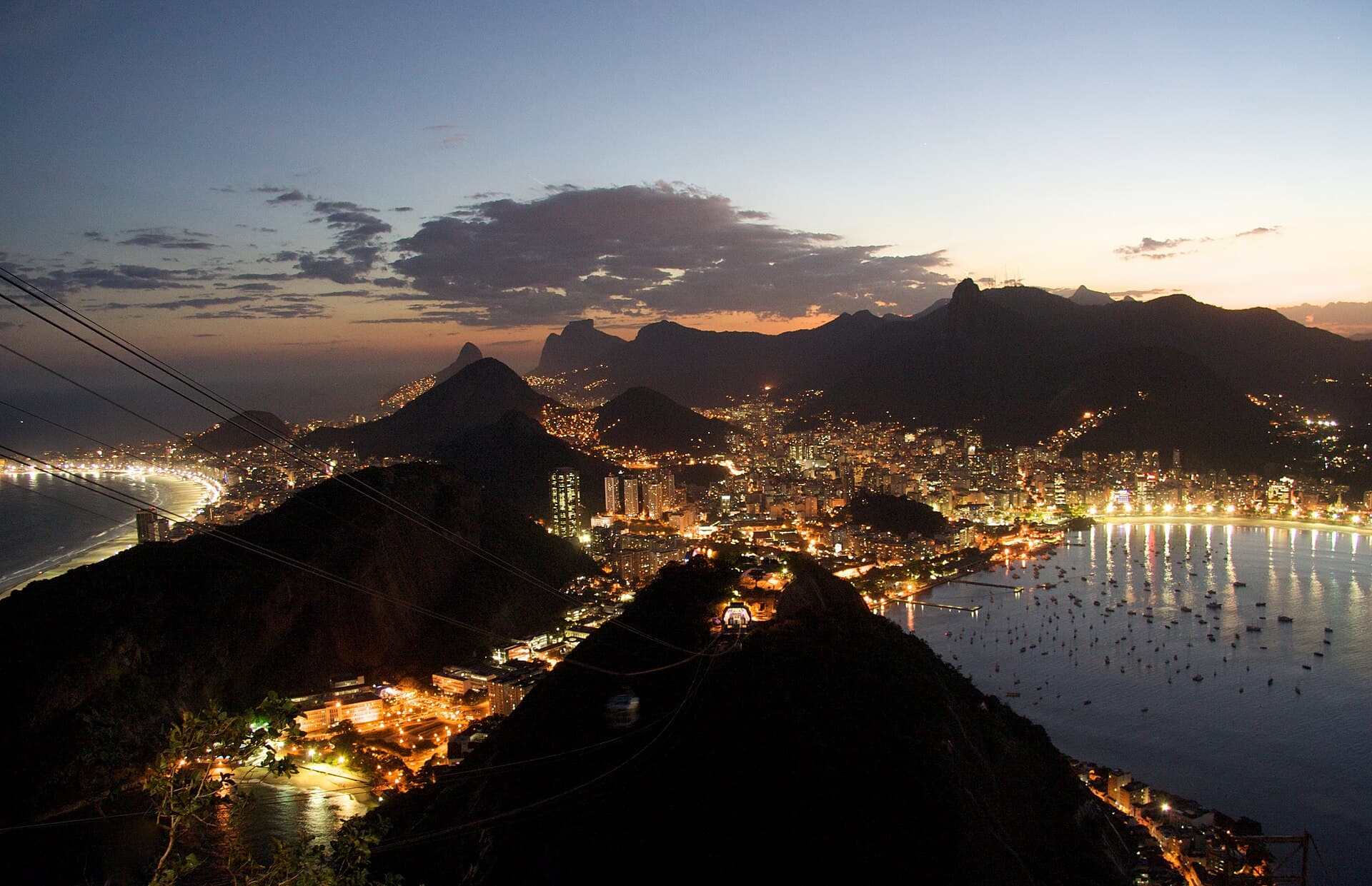 Rio de Janeiro at night seen from Sugarloaf Mountain