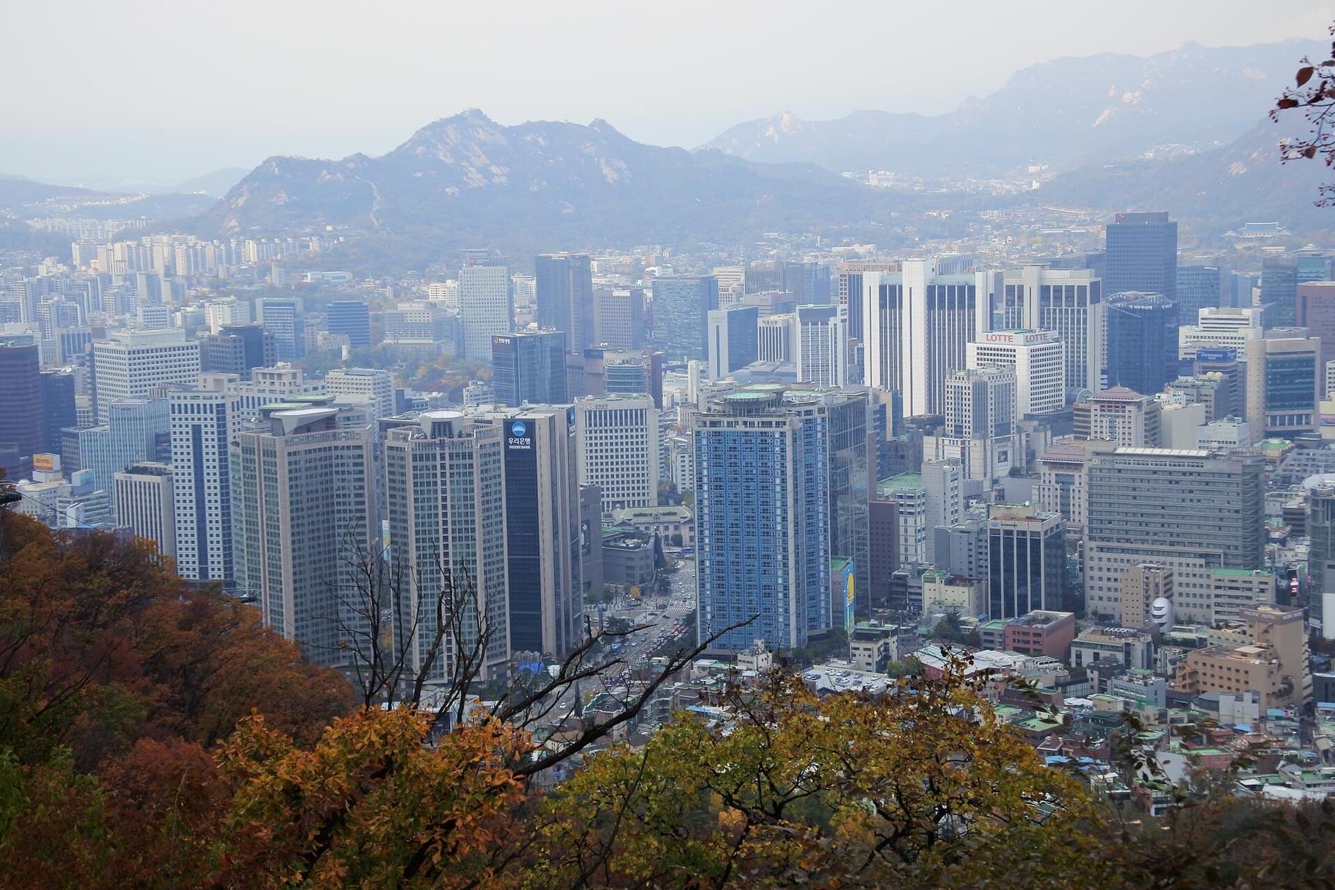Seoul cityscape seen north from Namsan Park