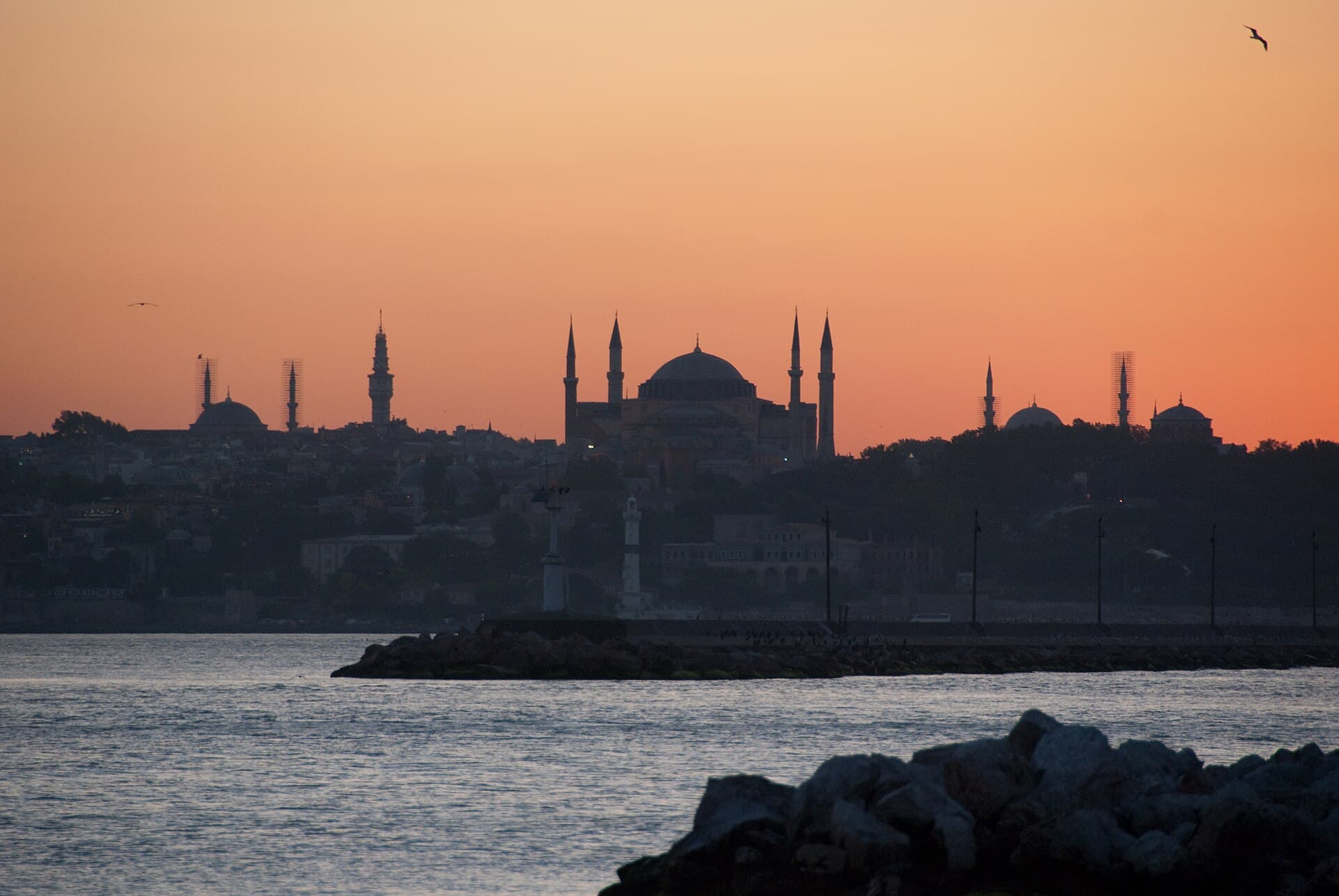 Hagia Sophia on the Istanbul skyline at dusk